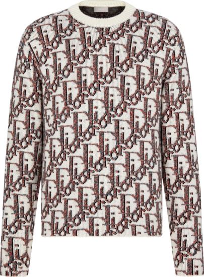 red dior letter print jacquard polyester|Dior Letter Logo Jacquard Pullover Crewneck Knit Sweater.